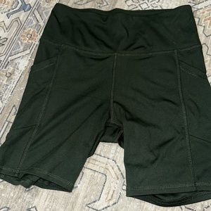 Army green biker shorts